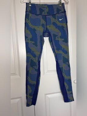 Nike Blue & Yellow Dot-Print Leggings